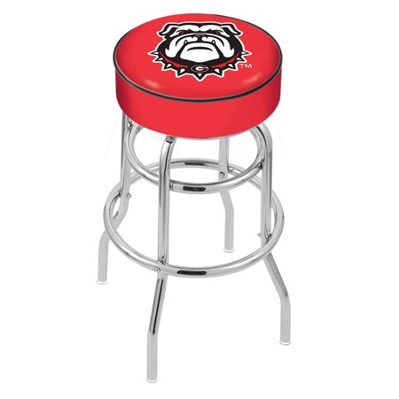 25 Georgia Bulldog Cushion Seat,2-Ring Chrome Swivel Bar Stool